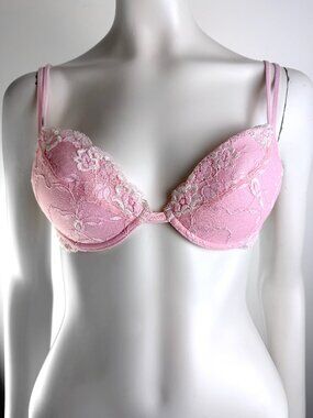 Huit Lingerie Lace Push-Up Bra Fench Luxury Pink Size 34B